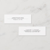 Moderne elegante weiße glätten Entwurfs-Trendy Mini Visitenkarte (Vorne/Hinten)