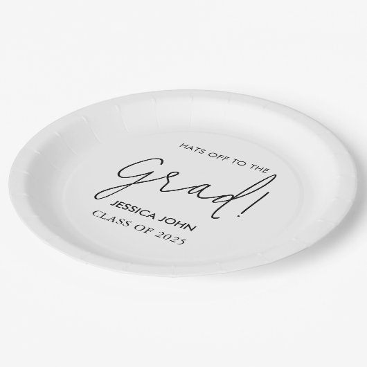 Moderne, elegante Weiße Herzlichen Glückwunsch Abs Pappteller (Schrägansicht)