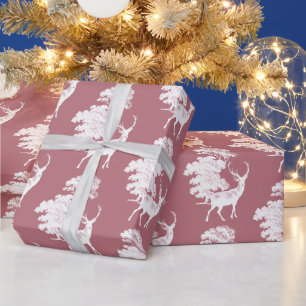Moderne elegante weiße Hirschholzlöscher Rose Gold Geschenkpapier