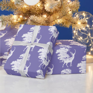 Moderne elegante Weiße Hirschwald Periwinkle Geschenkpapier