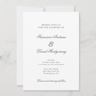 Moderne, elegante weiße Hochzeitseinladung Einladung