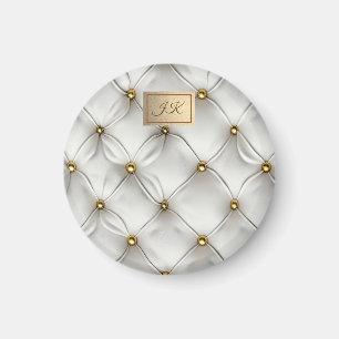Moderne elegante weiße Leder-Tufting-Gold Magnet