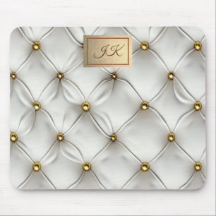 Moderne elegante weiße Leder-Tufting-Gold Mousepad