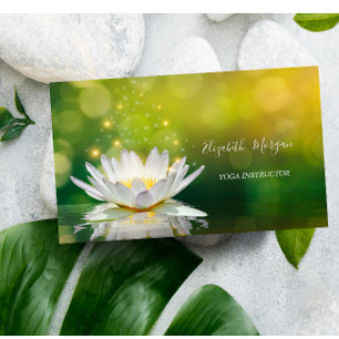 Moderne Elegante Weiße Lotus Gold Yoga-Lehrerin Visitenkarte