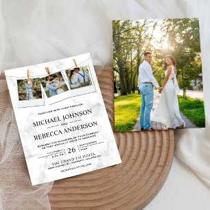 Moderne elegante weiße Marmorbäume Hochzeit Einladung