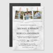 Moderne elegante weiße Marmorbäume Hochzeit Magneteinladung (Vorne/Hinten)