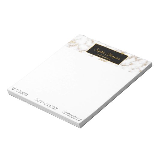 Moderne, elegante weiße Marmorbezeichnung - Notepa Notizblock (Rotiert)