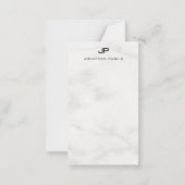 Moderne, elegante, weiße Marmorvorlage für Monogra Mitteilungskarte (Vorderseite)