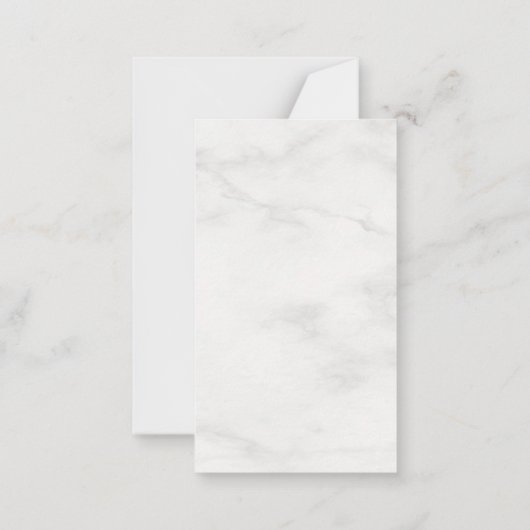 Moderne, elegante, weiße Marmorvorlage für Monogra Mitteilungskarte (Rückseite)