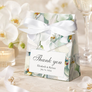 Moderne elegante weiße Orchideen Hochzeits-Dankesc Geschenkschachtel
