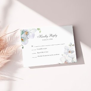 Moderne elegante weiße Orchideen-Hochzeits-RSVP-Ka Dankeskarte