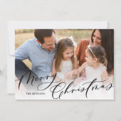 Moderne elegante weiße Schrift Frohe Weihnachten (Vorderseite)