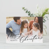 Moderne elegante weiße Schrift Frohe Weihnachten (Stehend Vorderseite)