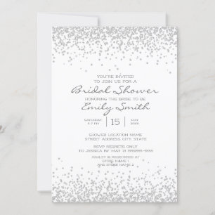 Moderne elegante weiße silberne Glitter-Brautparty Einladung