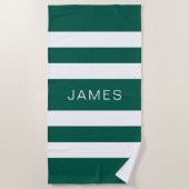 Moderne elegante, weiße Streifen - Muster Name Strandtuch (Vorderseite)