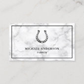 Moderne Elegante Weißmarmor Horseshoe Farrier Visitenkarte (Vorderseite)