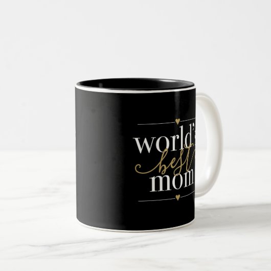 Moderne Elegante Welten Beste Mama Schwarz und Gol Zweifarbige Tasse (VorderseiteRechts)