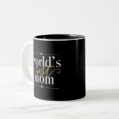 Moderne Elegante Welten Beste Mama Schwarz und Gol Zweifarbige Tasse (Vorderseite Links)