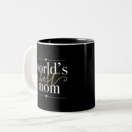 Moderne Elegante Welten Beste Mama Schwarz und Gol Zweifarbige Tasse (Vorderseite Links)