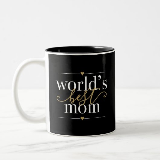 Moderne Elegante Welten Beste Mama Schwarz und Gol Zweifarbige Tasse (Links)