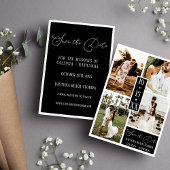 Moderne elegante White Black Four Foto Wedding Save The Date