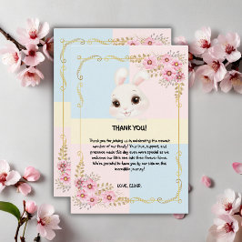Moderne elegante White Bunny Baby Dusche Dankeskarte