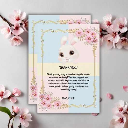 Moderne elegante White Bunny Baby Dusche Dankeskarte