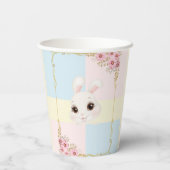 Moderne elegante White Bunny Baby Dusche Pappbecher (Rückseite)