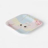 Moderne elegante White Bunny Baby Dusche Pappteller (Gewinkelt)