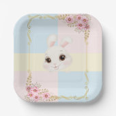Moderne elegante White Bunny Baby Dusche Pappteller (Vorderseite)