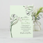 Moderne Elegante White Calla Lilies Wedding Einladung (Stehend Vorderseite)