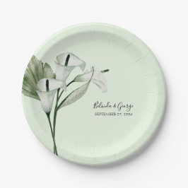 Moderne Elegante White Calla Lilies Wedding Pappteller