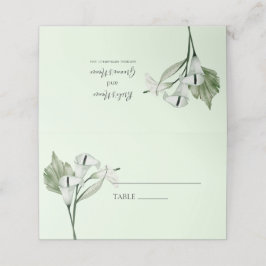 Moderne Elegante White Calla Lilies Wedding Platzkarte