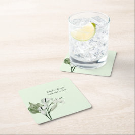 Moderne Elegante White Calla Lilies Wedding Rechteckiger Pappuntersetzer