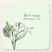 Moderne Elegante White Calla Lilies Wedding Rechteckiger Pappuntersetzer (Vorderseite)