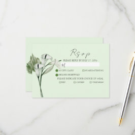 Moderne Elegante White Calla Lilies Wedding RSVP Karte