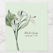 Moderne Elegante White Calla Lilies Wedding Weinetikett (Einzelnes Label)