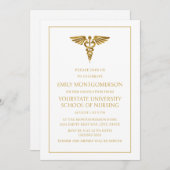 Moderne Elegante White Gold Krankenpflege Schule G Einladung (Vorne/Hinten)