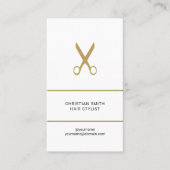 Moderne Elegante White Golden Scissors Haar Stylis Visitenkarte (Vorderseite)