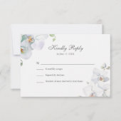Moderne elegante White Orchids Wedding RSVP Card Dankeskarte (Vorderseite)