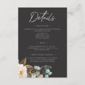 Moderne elegante White Peonies Black Wedding Begleitkarte (Vorderseite)