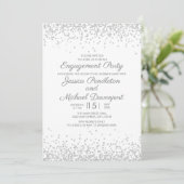 Moderne Elegante White Silver Glitzer Verlobung Einladung (Stehend Vorderseite)