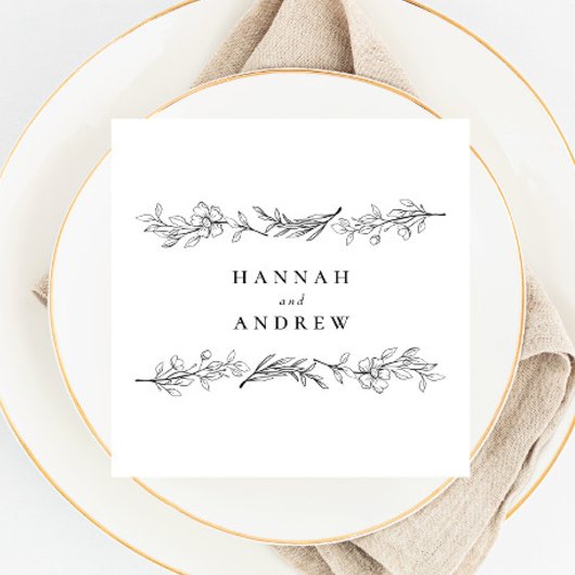 Moderne Elegante Wildblume Blumenhochzeit Serviette