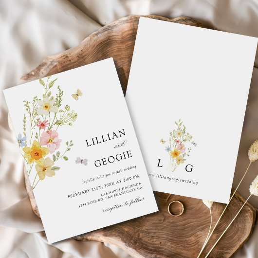 Moderne Elegante Wildblume Frühjahrssommer Hochzei Einladung