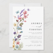 Moderne Elegante Wildblume Frühjahrssommer Hochzei Einladung (Vorderseite)