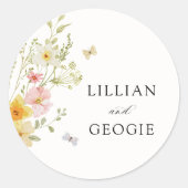 Moderne Elegante Wildblume Frühjahrssommer Hochzei Runder Aufkleber (Vorderseite)