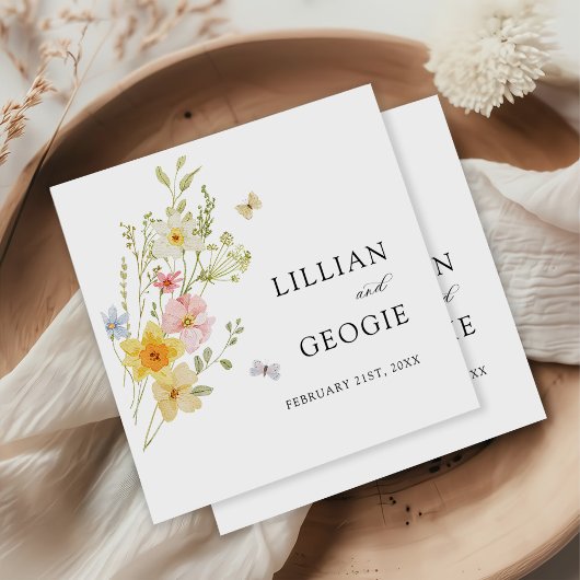 Moderne Elegante Wildblume Frühjahrssommer Hochzei Serviette