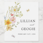 Moderne Elegante Wildblume Frühjahrssommer Hochzei Weinetikett (Einzelnes Label)