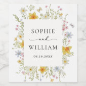 Moderne Elegante Wildblume Frühjahrssommer Hochzei Weinetikett (Einzelnes Label)