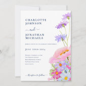 Moderne Elegante Wildblume Wasserfarbenhochzeit Einladung (Vorderseite)